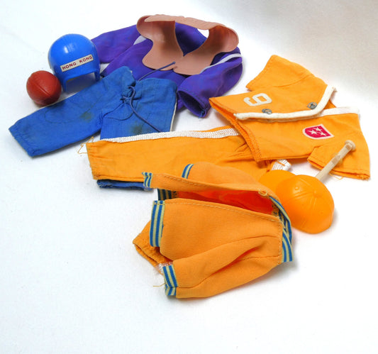 Lot of Vintage 1970s Vintage BIG JIM ACTION FIGURE Football Uniform and Baseball Set by Mattel