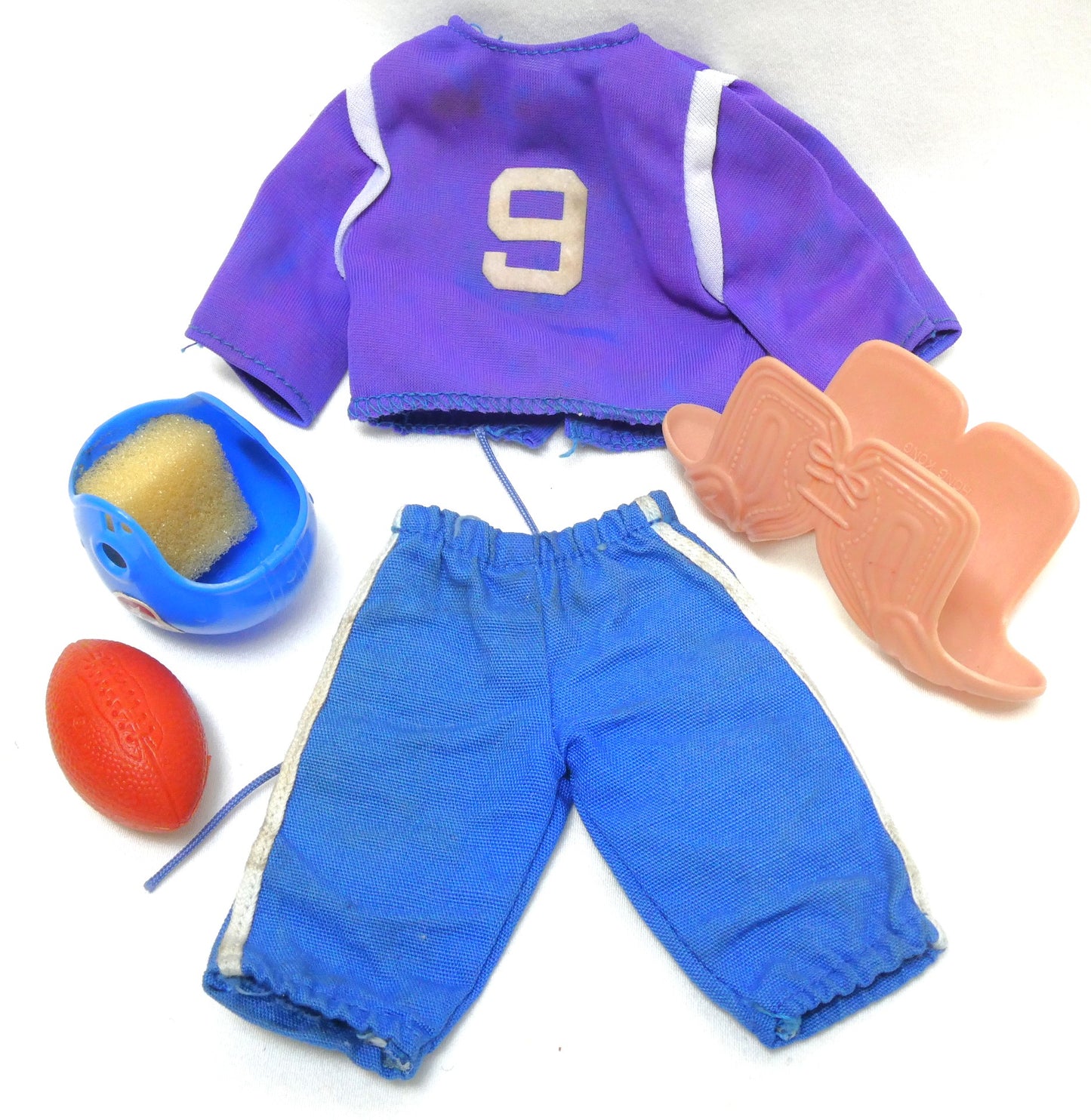 Lot of Vintage 1970s Vintage BIG JIM ACTION FIGURE Football Uniform and Baseball Set by Mattel