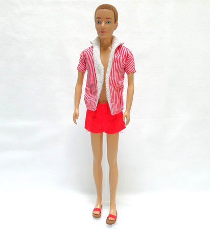 Vintage Rare Barbie Ken HTF Brownette Reproduction Brown Flocked Hair dressed in the 1960s original striped shirt and red bottoms...AND MORE!