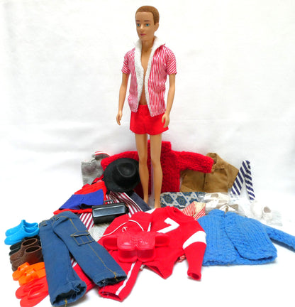 Vintage Rare Barbie Ken HTF Brownette Reproduction Brown Flocked Hair dressed in the 1960s original striped shirt and red bottoms...AND MORE!