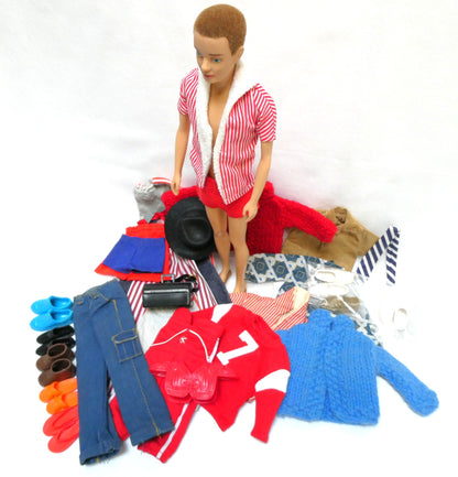 Vintage Rare Barbie Ken HTF Brownette Reproduction Brown Flocked Hair dressed in the 1960s original striped shirt and red bottoms...AND MORE!