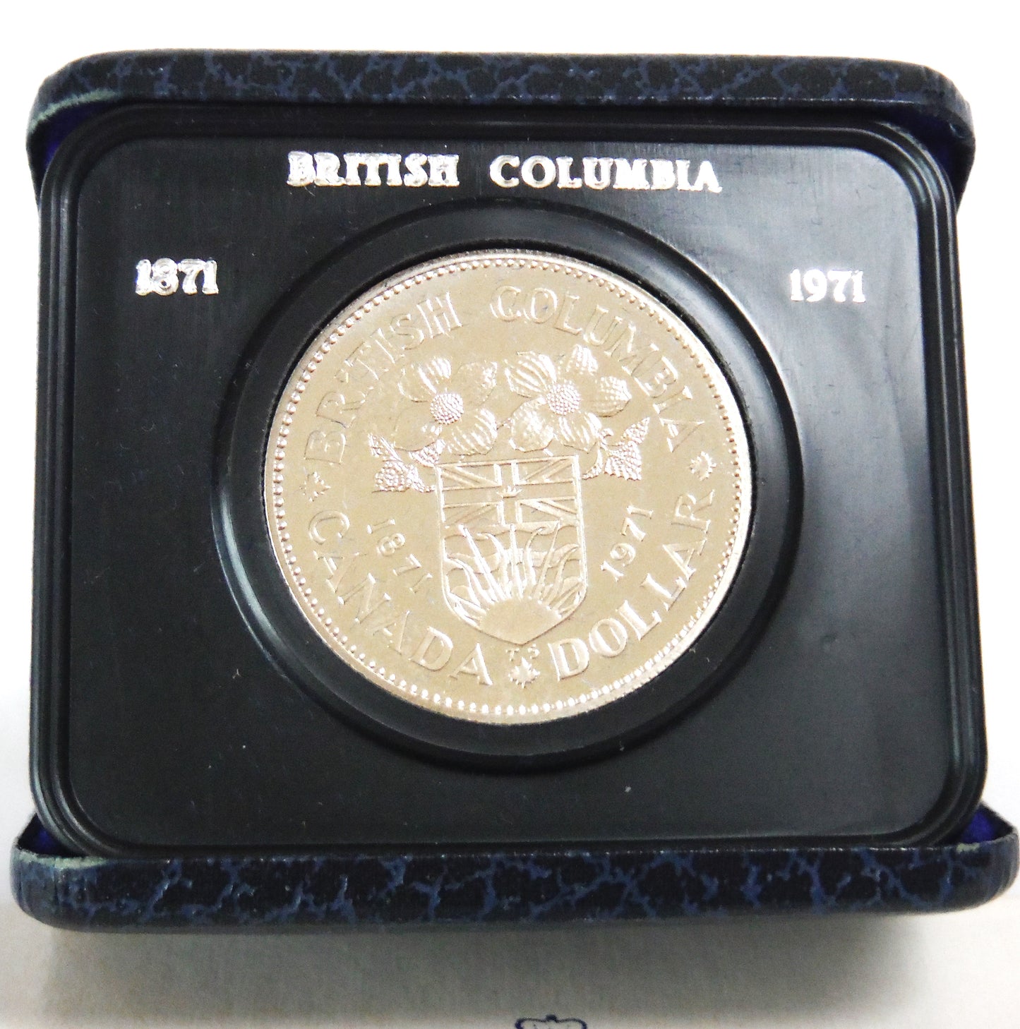 1971 Canadian $1 Dollar Brilliant Uncirculated Nickel Dollar Coin: BRITISH COLUMBIA Centennial (1871-1971)