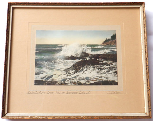 Antique Hand-Tinted Black & White Framed Photograph by L.H. Read: 'SALUTATION COVE, PRINCE EDWARD ISLAND'