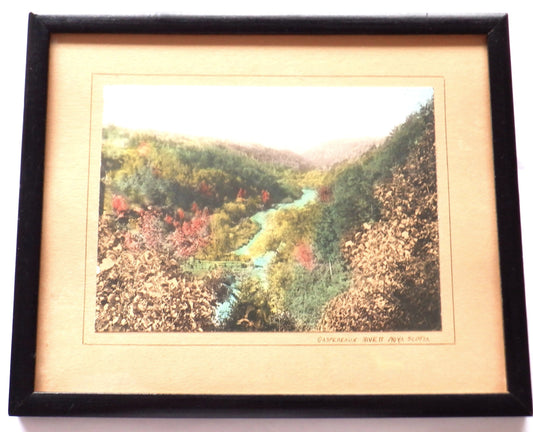 'GASPEREAUX RIVER, NOVA SCOTIA', Hand-Tinted Antique Photograph in Amish Style Frame