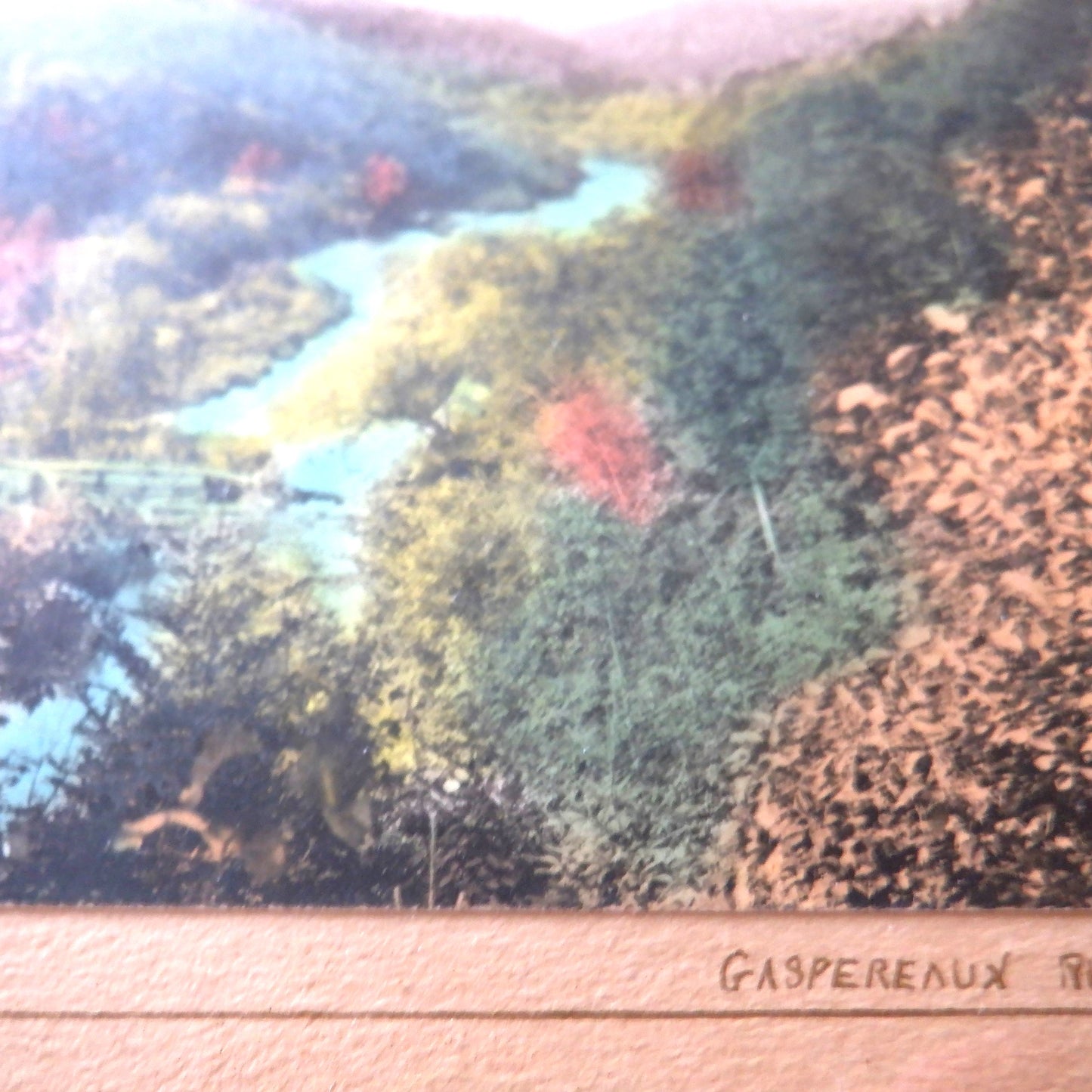 'GASPEREAUX RIVER, NOVA SCOTIA', Hand-Tinted Antique Photograph in Amish Style Frame