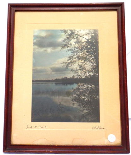 Antique Hand-Tinted Scenic Lake Photograph by F. H. Rohusal: 'INTO THE WEST'