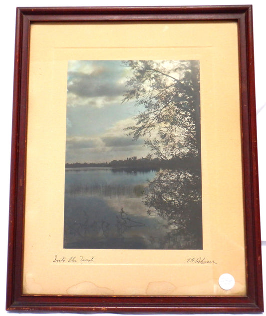 Antique Hand-Tinted Scenic Lake Photograph by F. H. Rohusal: 'INTO THE WEST'