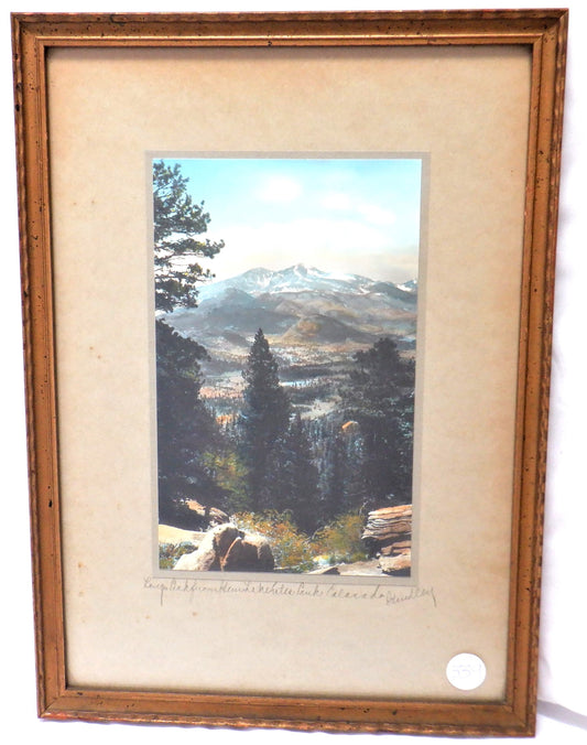 Antique Hand-Tinted Photograph by H. L. STANDLEY: "Longs Peak from Gem Lake Crater Park Colorado"