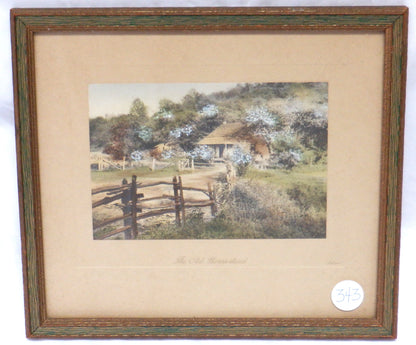 Vintage Hand-Tinted Framed Photograph by Gibson: 'THE OLD HOMESTEAD'