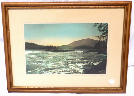 Vintage Hand-Tinted B&W Photograph by Wrathall of Prince Rupert, British Columbia: 'BUTZE RAPIDS'