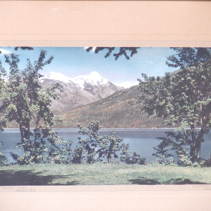 Vintage Hand-Tinted British Columbia Framed Photograph by D. Green: 'KOOTENAY LAKE'