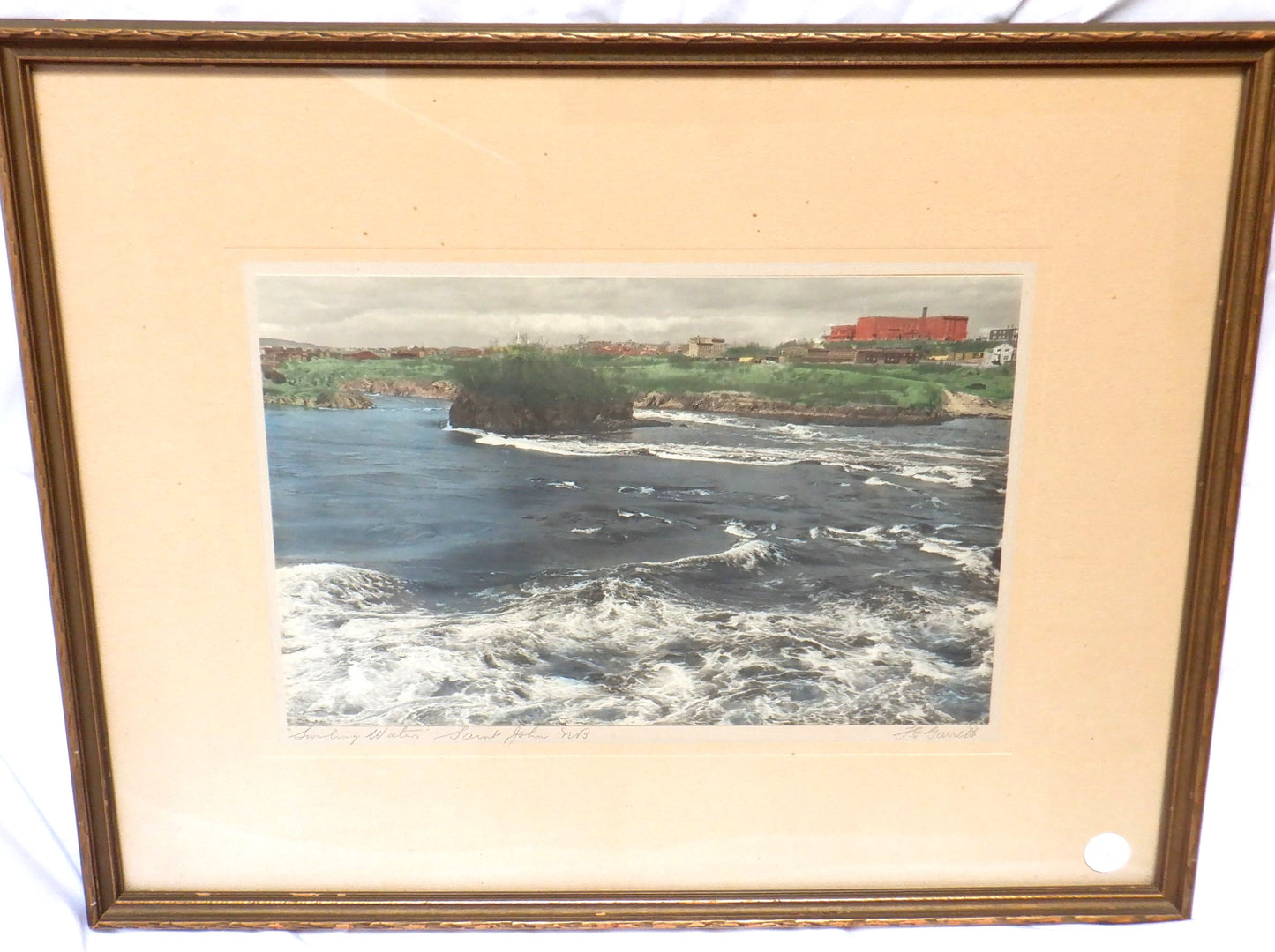 Antique Hand-Tinted Photograph by F.E. Garrett: SWIRLING WATER, SAINT JOHN, New Brunswick, Canada