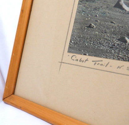 'CABOT TRAIL', A Vintage Nova Scotia Hand-Tinted Photograph, in simple Amish Style Frame