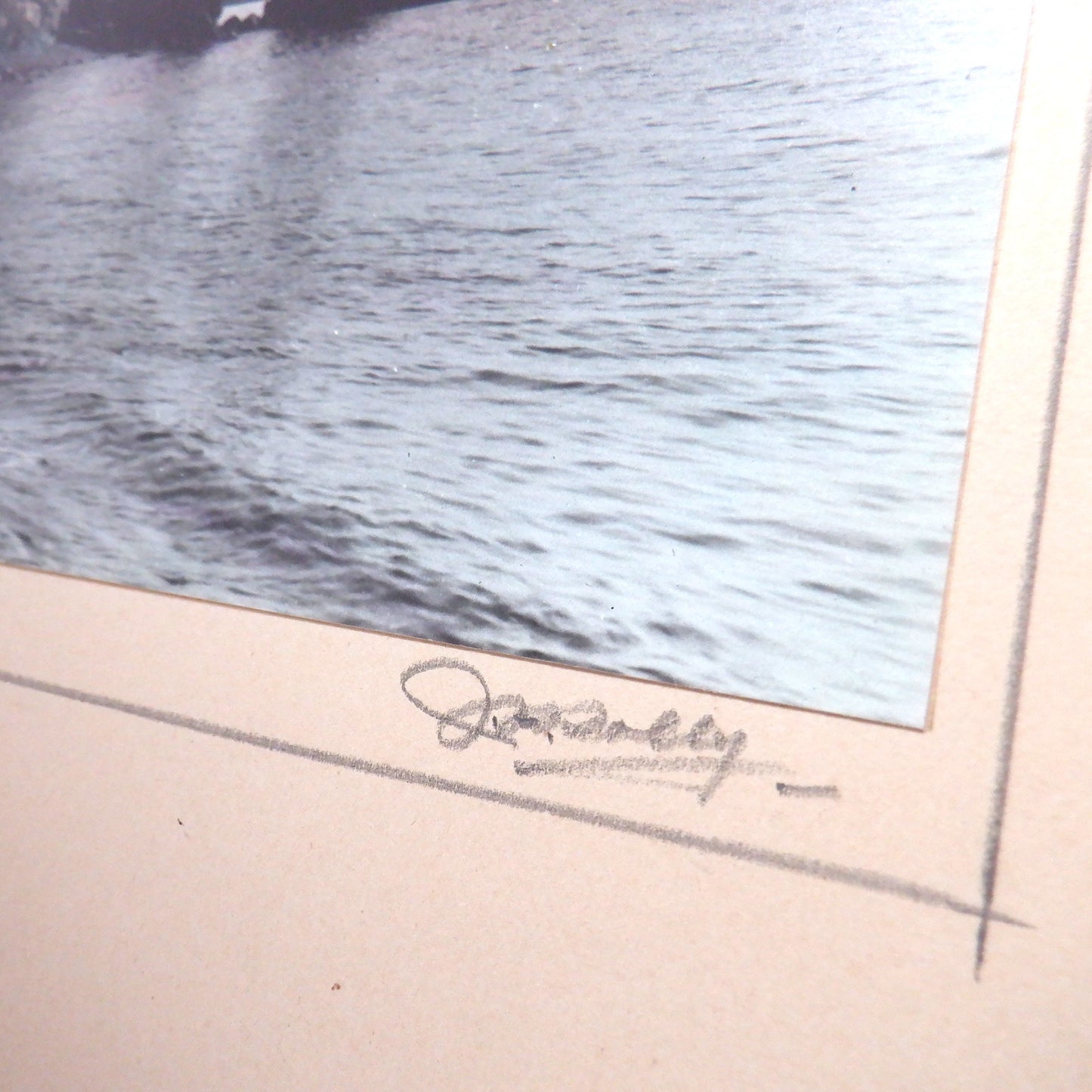 'CABOT TRAIL', A Vintage Nova Scotia Hand-Tinted Photograph, in simple Amish Style Frame