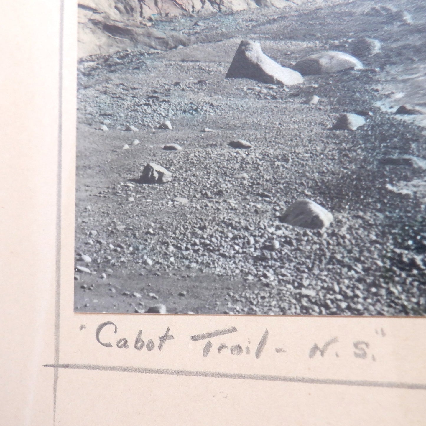 'CABOT TRAIL', A Vintage Nova Scotia Hand-Tinted Photograph, in simple Amish Style Frame