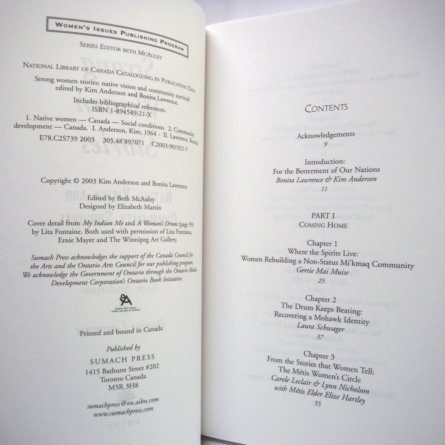 STRONG WOMEN STORIES, Native Vision and Community Survival, Edited by Kim Anderson & Bonita Lawrence (1st Ed. SIGNED)