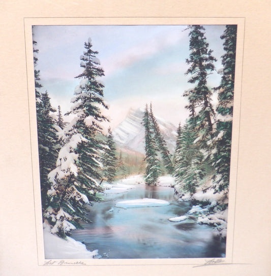 An Early-Century RARE Hand-Tinted Photograph from Alberta, Canada by GEORGE NOBLE: 'MOUNT RUNDLE'