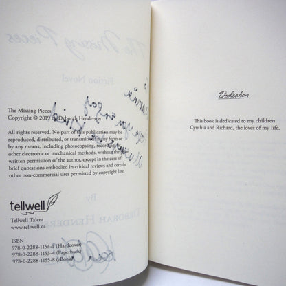THE MISSING PIECES, A Novel by Deborah Henderson (1st Ed. SIGNED)