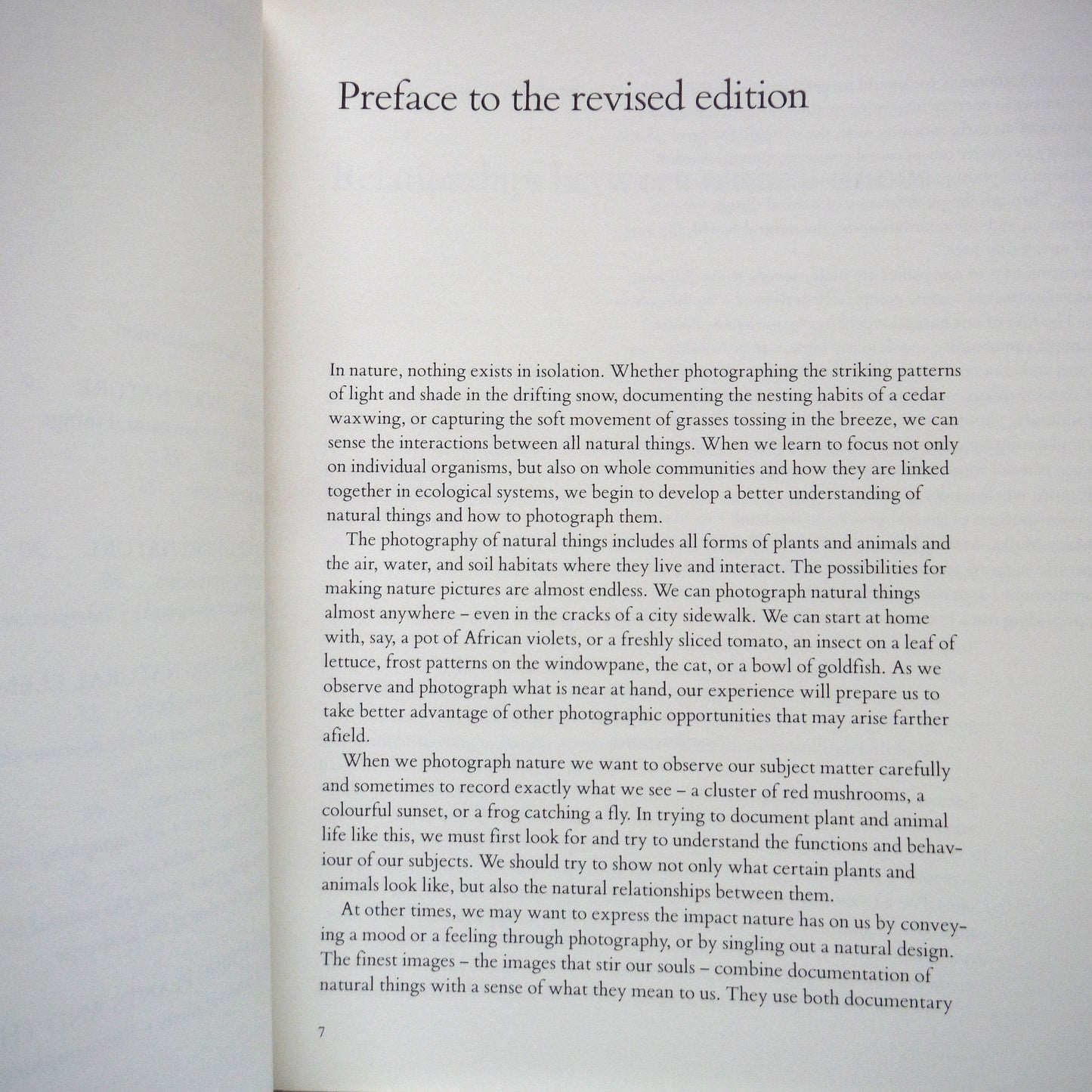 PHOTOGRAPHY OF NATURAL THINGS, by Freeman Patterson, 1989