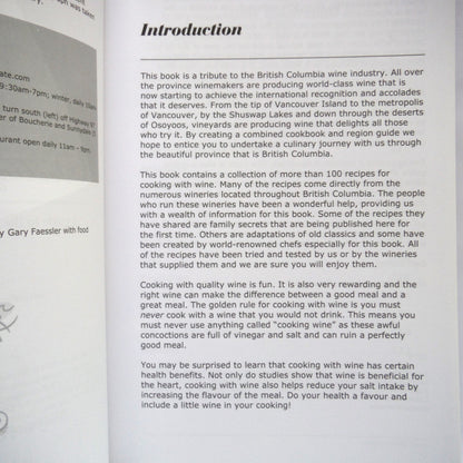 COOKING WITH BC WINE, A Guide to the Wineries of British Columbia, by Troy & Cheryl-Lynn Townsin (2009 SIGNED)