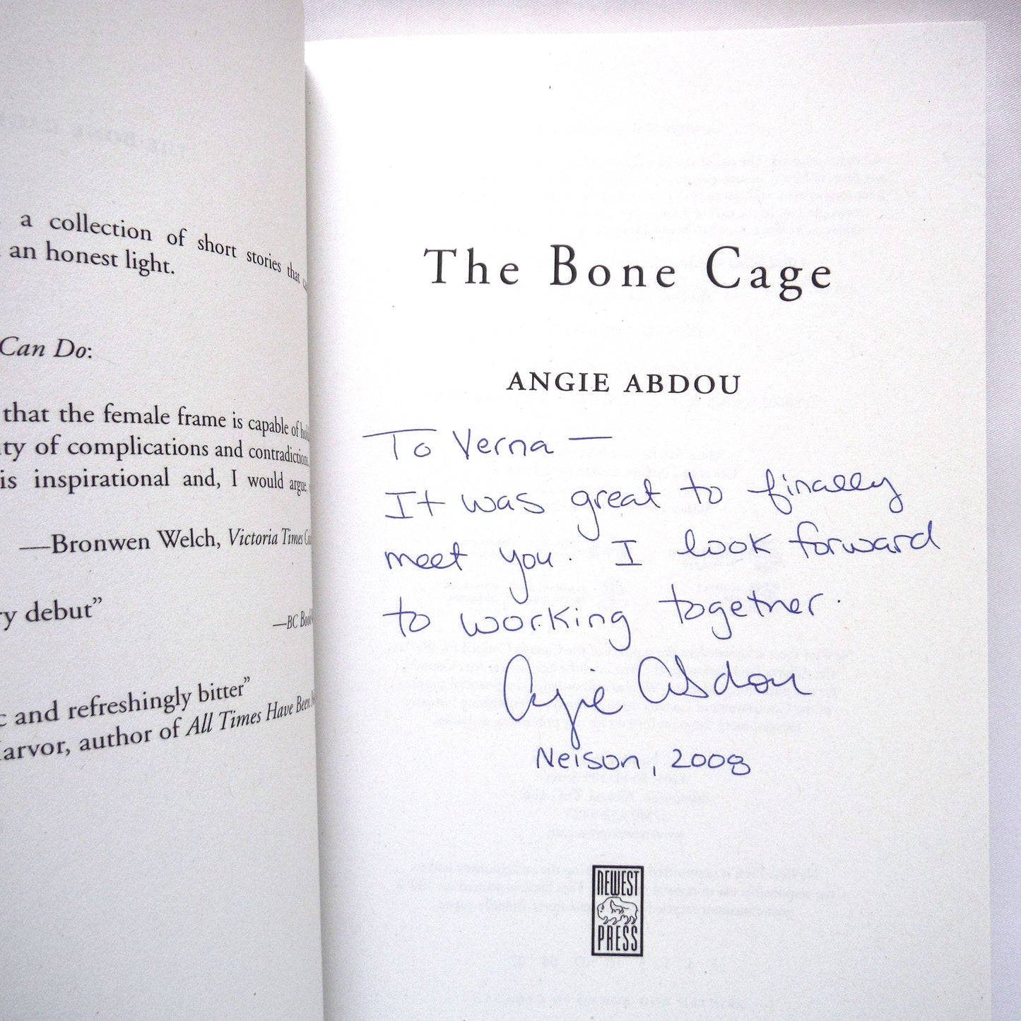 THE BONE CAGE, A Novel by Angie Abdou (1st Ed. SIGNED)