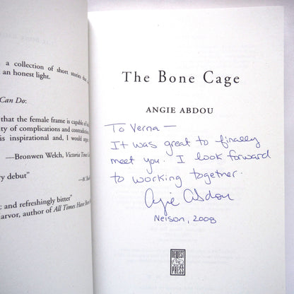 THE BONE CAGE, A Novel by Angie Abdou (1st Ed. SIGNED)
