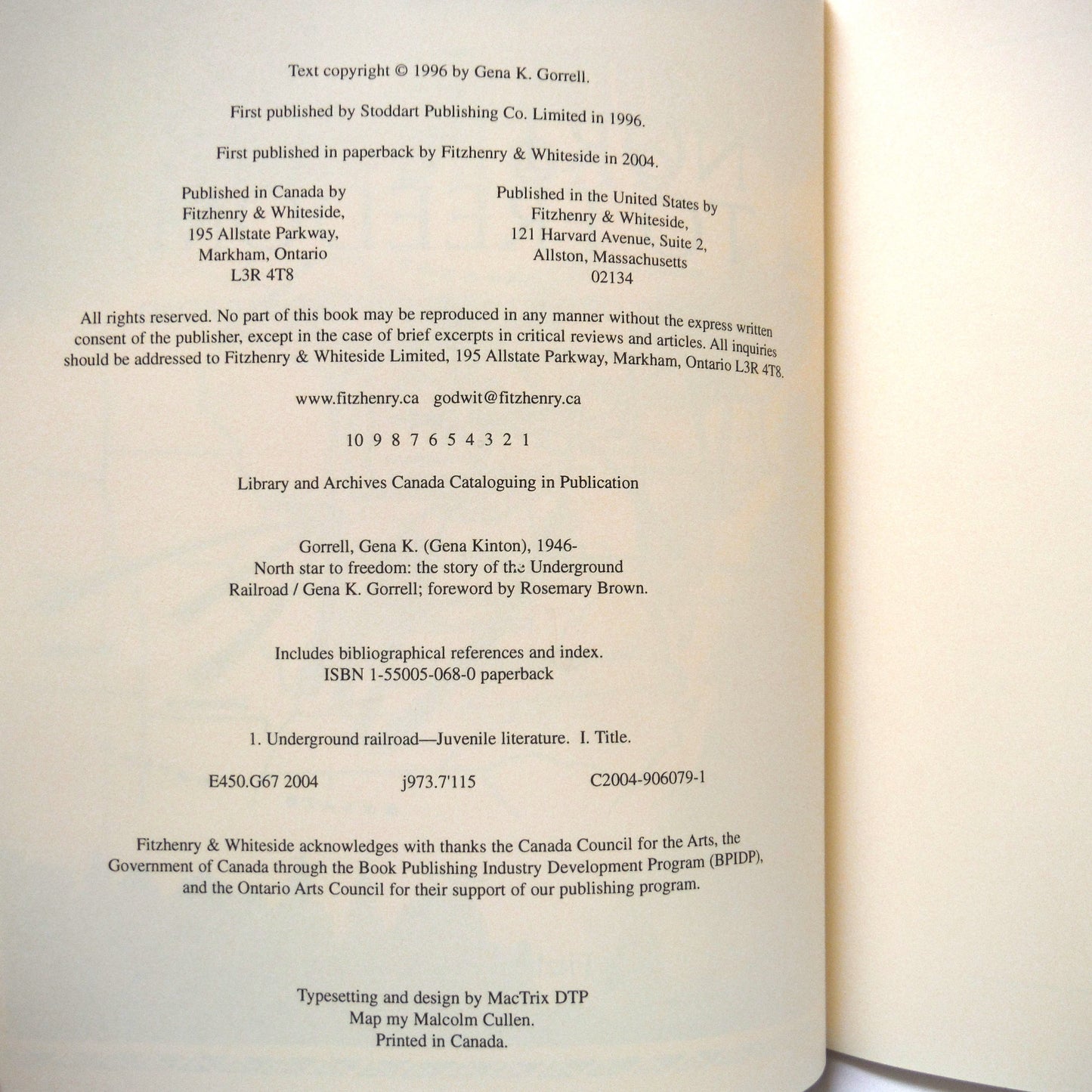 NORTH STAR TO FREEDOM: The Story of the Underground Railroad, by Gena K. Gorrell (2004 1st Ed.)