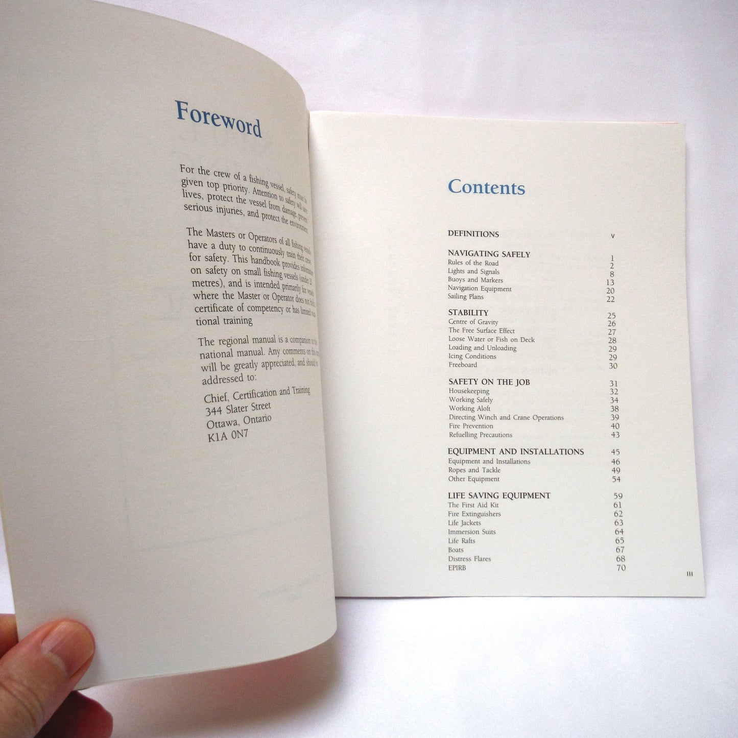 SMALL FISHING VESSEL SAFETY MANUAL, by The Canadian Coast Guard  (1993 1st Ed.)