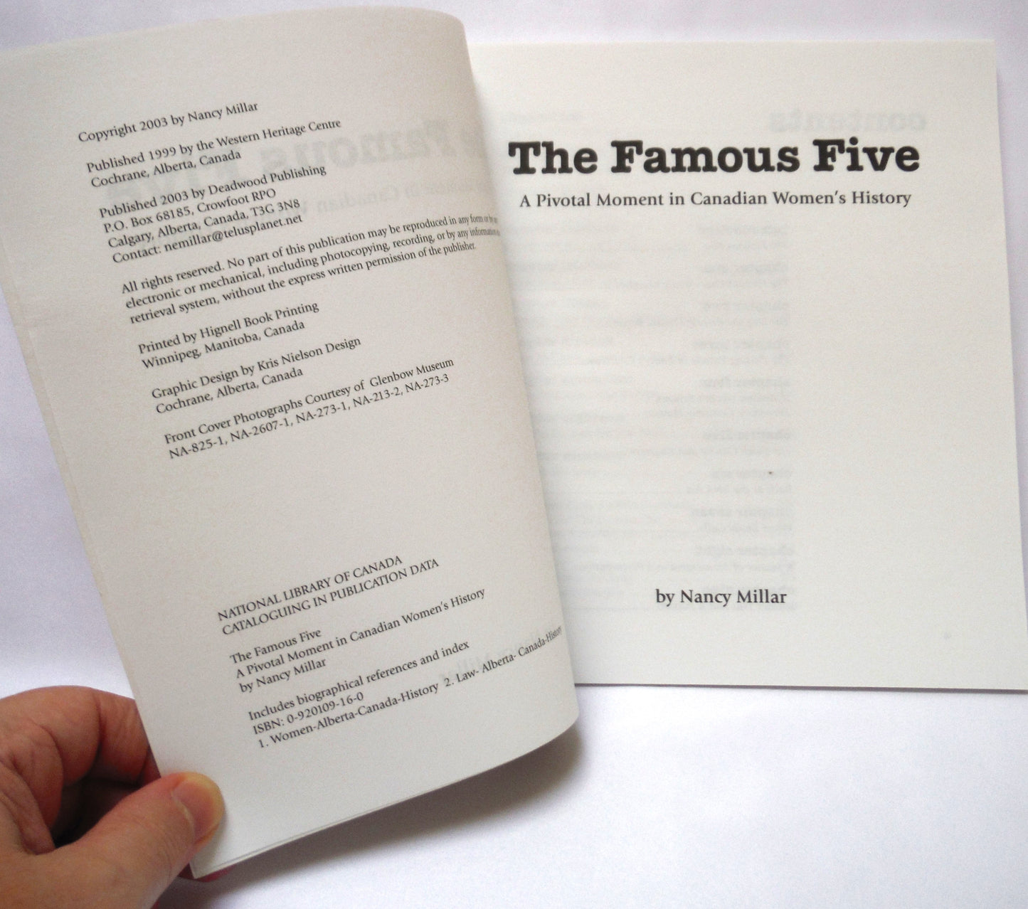 THE FAMOUS FIVE, Five Canadian Women and Their Fight to Become Persons, by Nancy Millar (2003 1st Ed.)