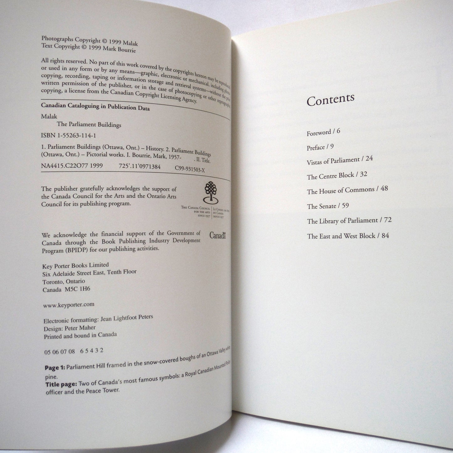 THE PARLIAMENT BUILDINGS, Photography by Malak, Preface by Mark Bourrie (1999 1st Ed.)