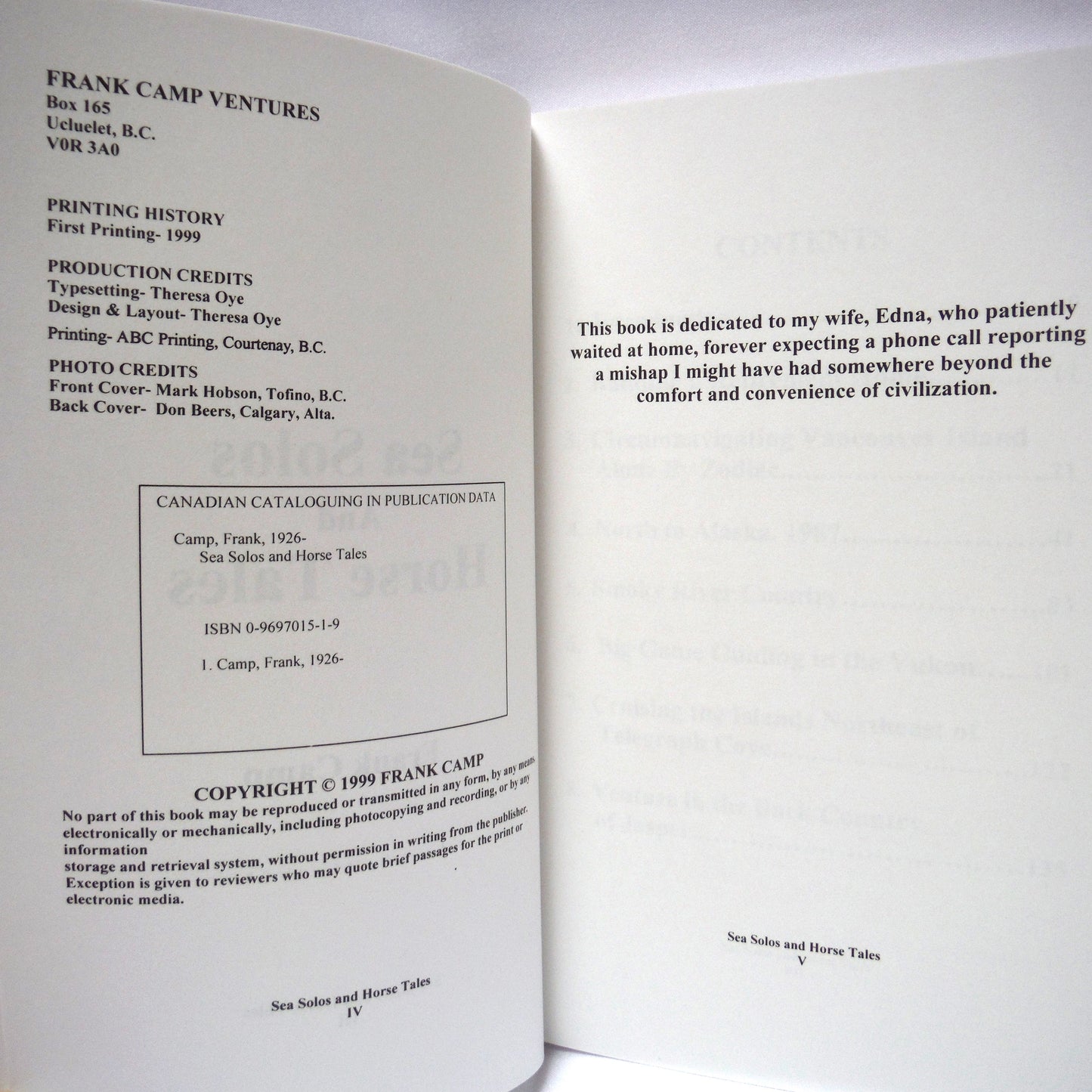 SEA SOLOS AND HORSE TALES, A Life Story by Frank Camp (1999 1st Ed.)