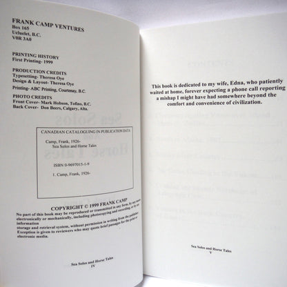 SEA SOLOS AND HORSE TALES, A Life Story by Frank Camp (1999 1st Ed.)