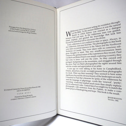 LIGHT IN THE WILDERNESS, A Photographic Journal by Paul von Baich (2000 1st Ed.)