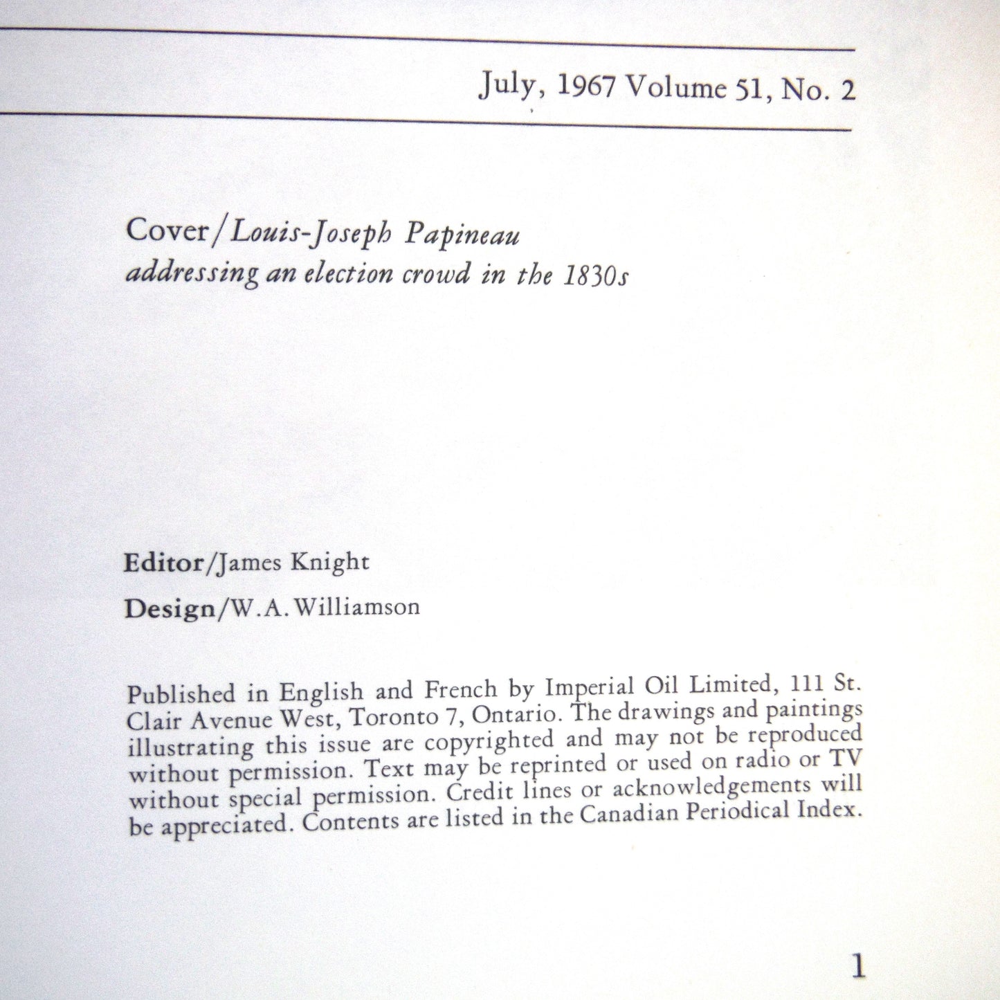 THE FORMATIVE YEARS CANADA 1812-1871: The Imperial Oil Review, Volume 51, No. 2, Edited by James Knight (1967 1st Ed.)