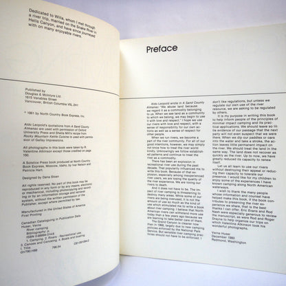 RIVER CAMPING, Touring by Canoe, Raft, Kayak, and Dory. Written by Verne Huser, Photographs by R. Valentine Atkinson (1981 1st Ed.)