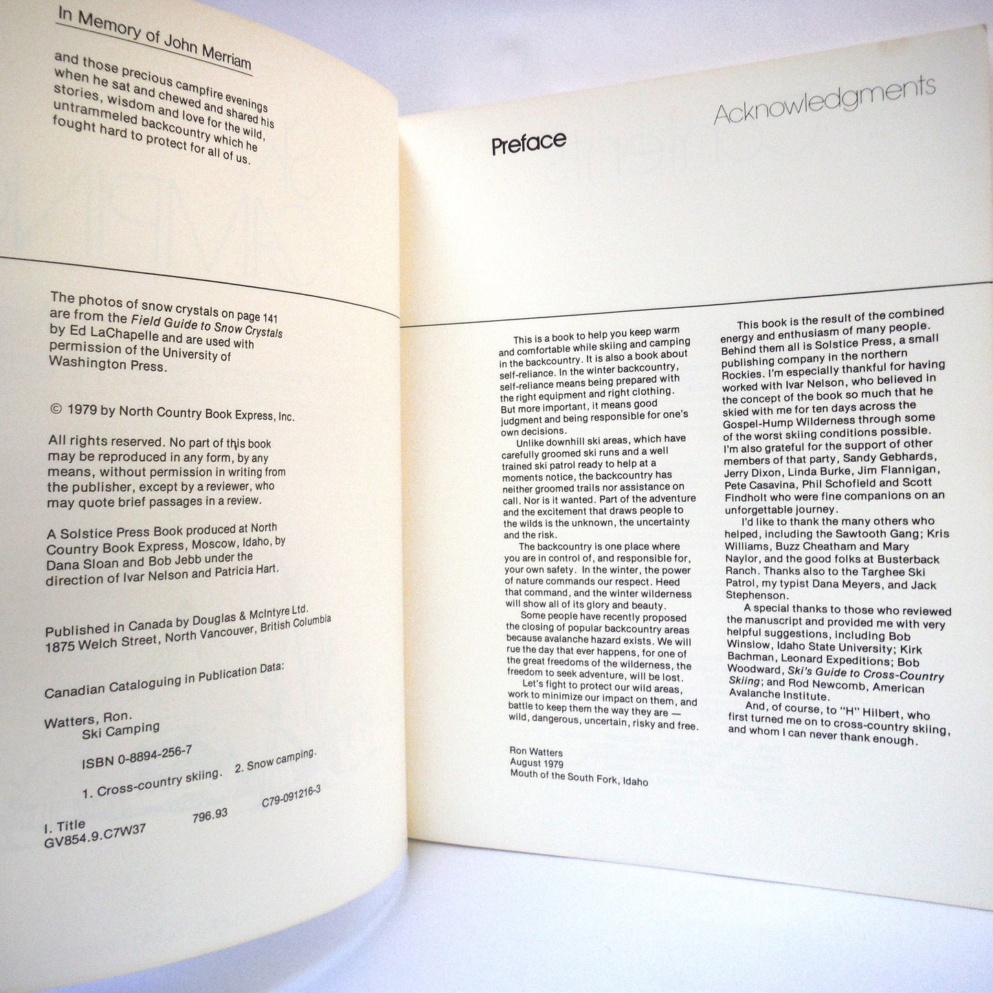 SKI CAMPING, by Ron Watters, Photographs by Phil Schofield (1979 1st Ed.)