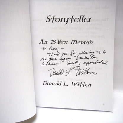 STORYTELLER, An 18-Year Memoir, by Donald L. Witten (1st Ed. SIGNED)