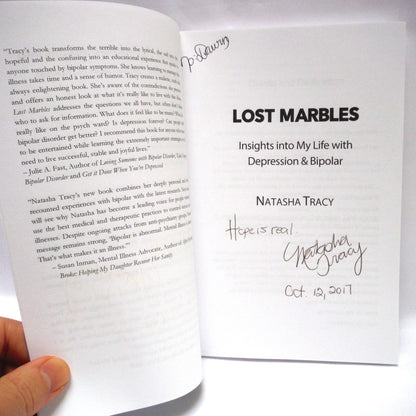 LOST MARBLES, Insights into My Life with Depression & Bipolar, by Natasha Tracy (1st Ed. SIGNED)