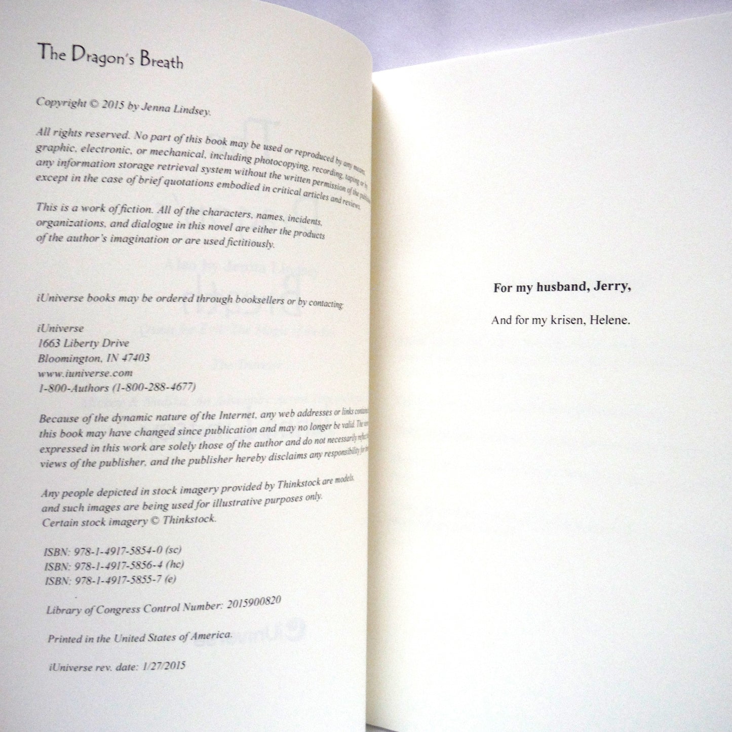 THE DRAGON'S BREATH, A Young Adult Novel by Jenna Lindsey (2015 1st Ed.)