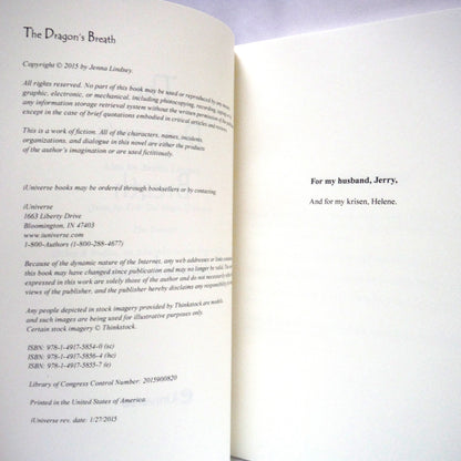 THE DRAGON'S BREATH, A Young Adult Novel by Jenna Lindsey (2015 1st Ed.)