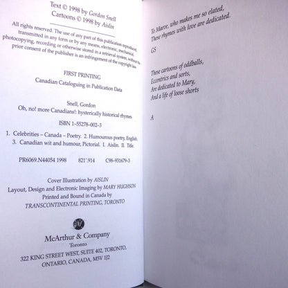 OH, NO! MORE CANADIANS, Hysterically Historical Rhymes by Gordon Snell & AISLIN  (1998 1st Ed.)