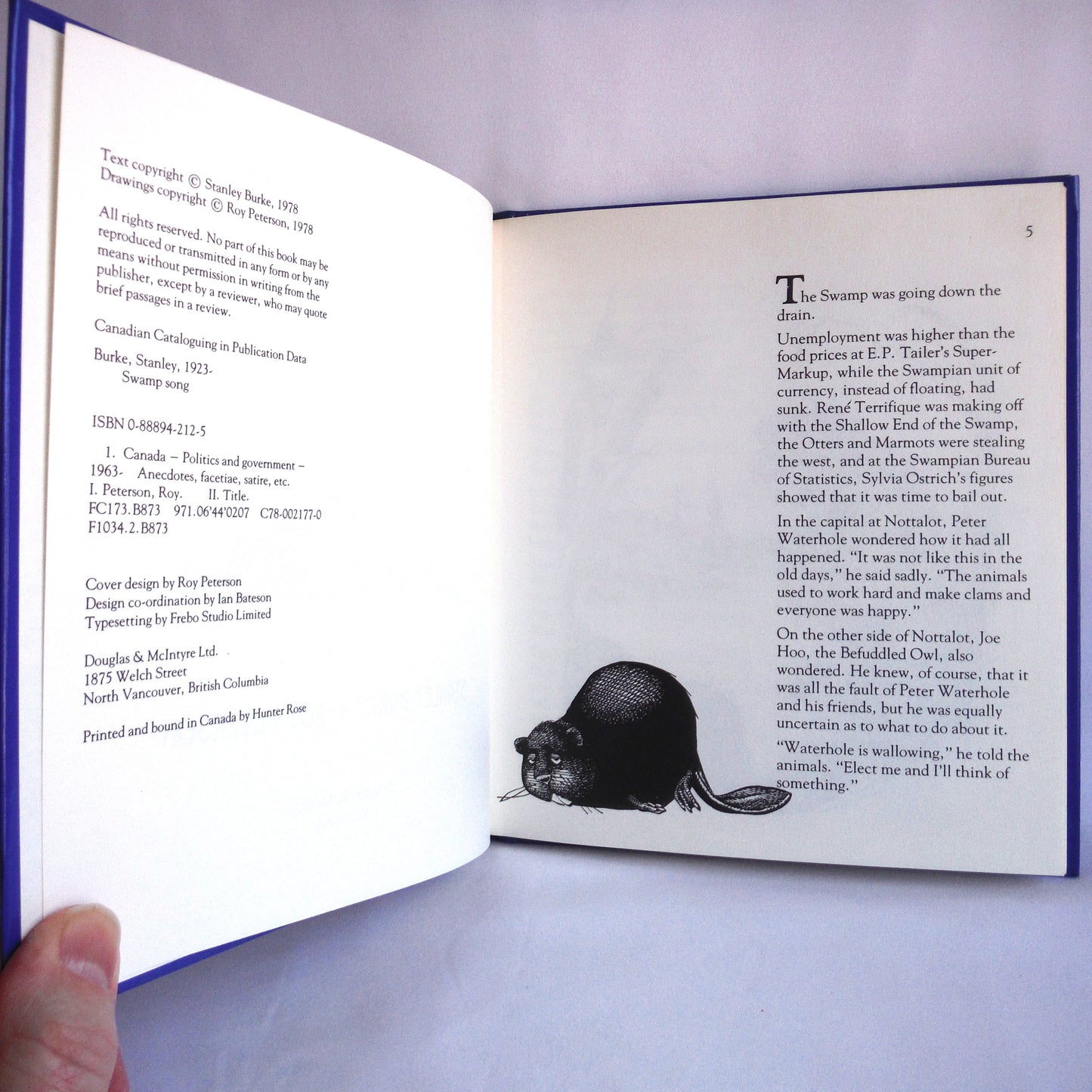 SWAMP SONG, Political Humour by Stanley Burke, Illustrations by Roy Peterson (1st Ed. SIGNED)