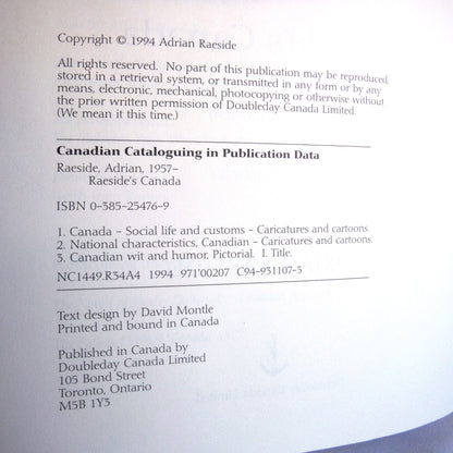 RAESIDE'S CANADA, From Antigonish to Zebra Mussels, Political Cartoons by Adrian Raeside (1994 1st Ed.)