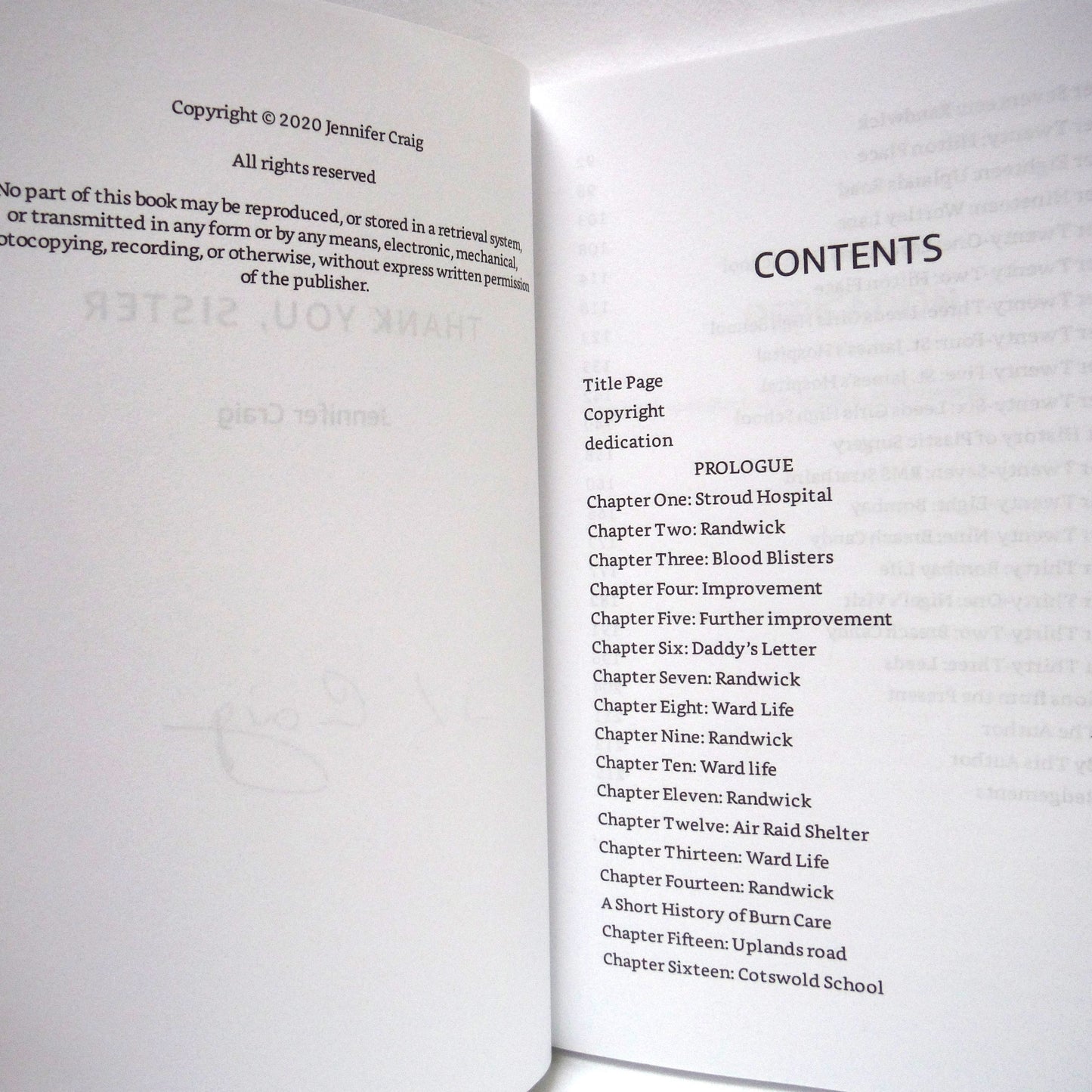 THANK YOU SISTER, A Memoir by Jennifer Craig (1st Ed. SIGNED)