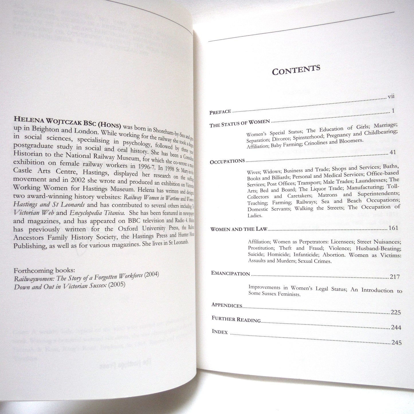 WOMEN OF VICTORIAN SUSSEX, Their Status, Occupations, and Dealings With the Law 1830-1870, by Helena Wojtczak (1st Ed. SIGNED)