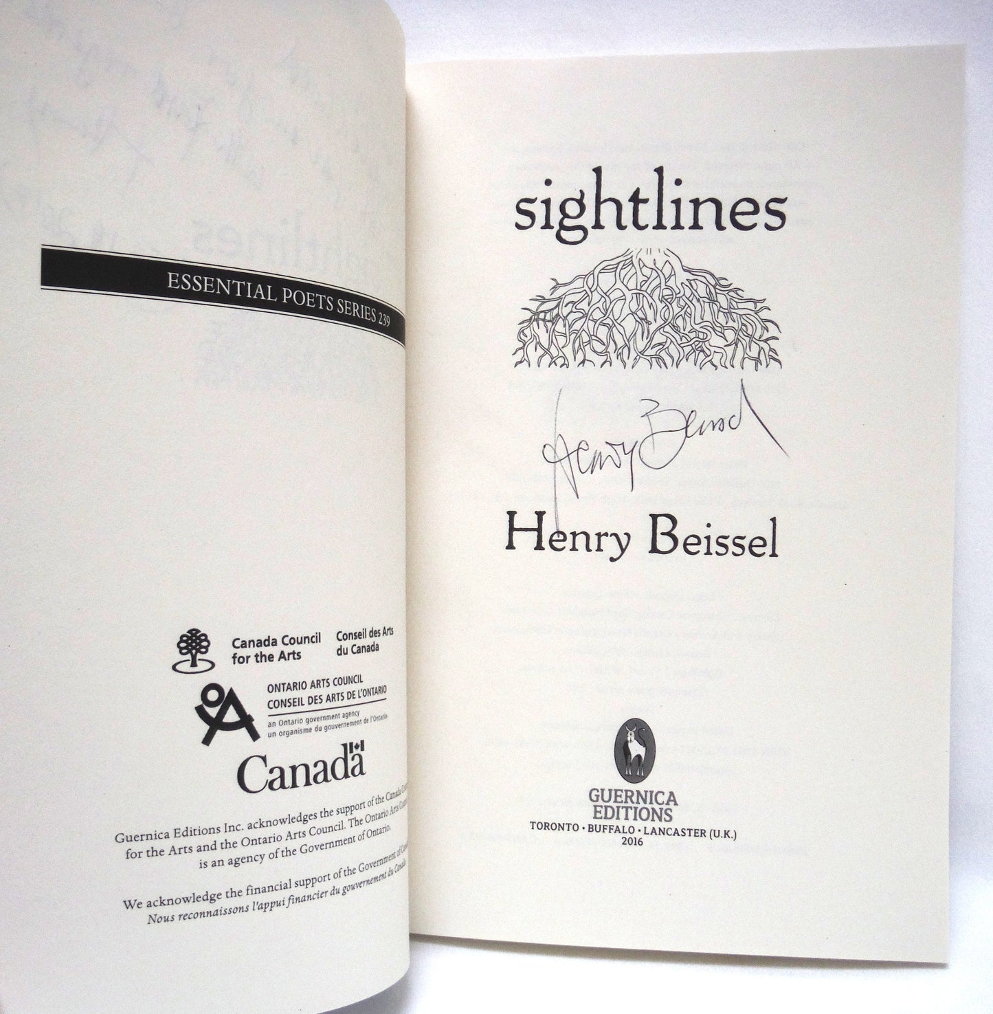SIGHTLINES, Poetry by Henry Beissel (1st Ed. SIGNED)
