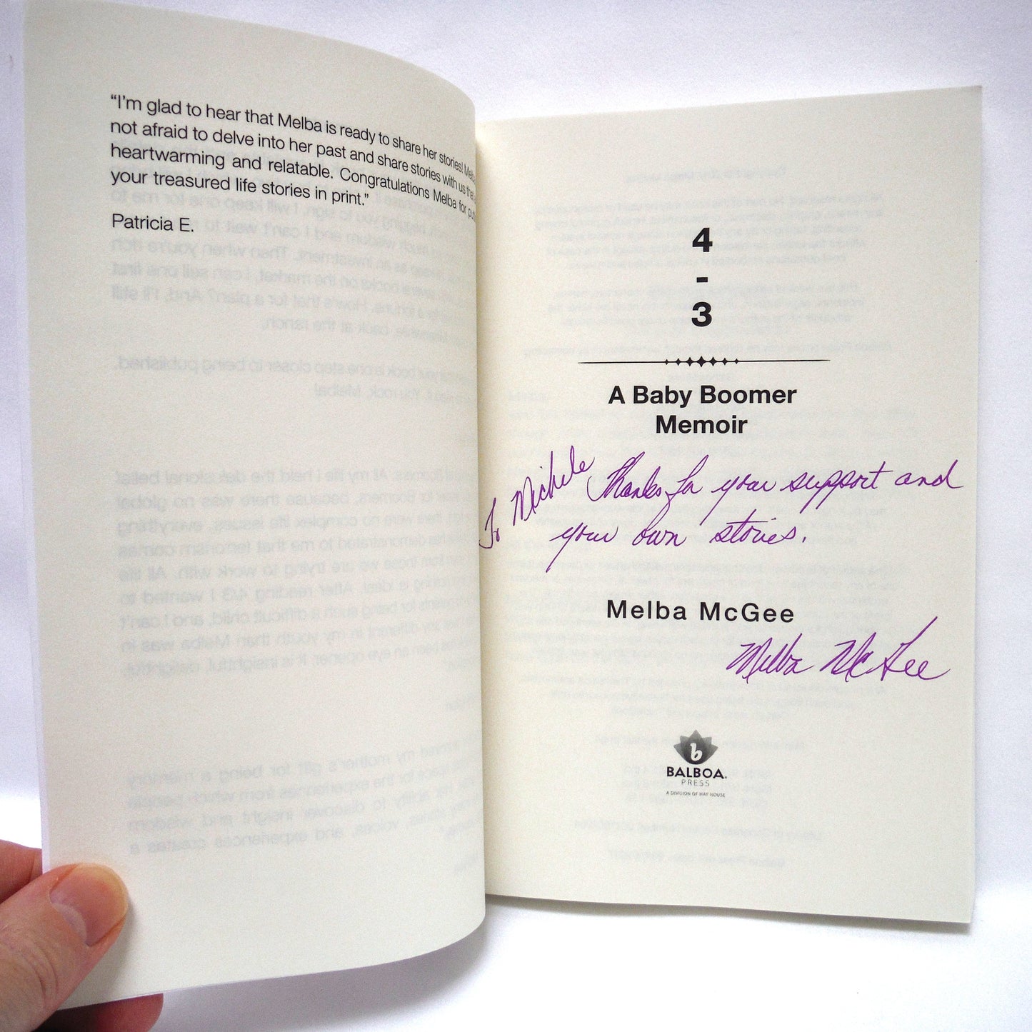 4/3 A BABY BOOMER MEMOIR, by Melba McGee (1st Ed. SIGNED)