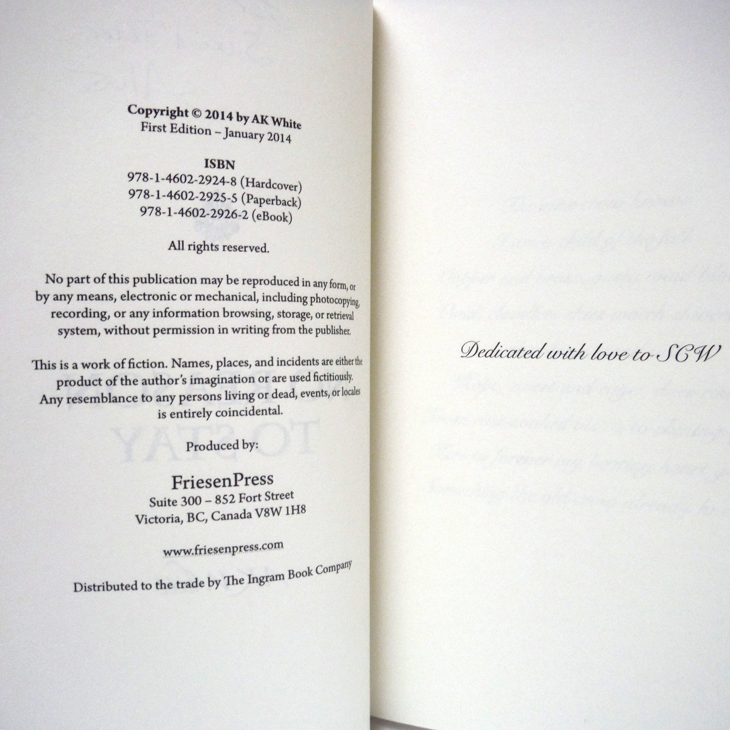 NO REASON TO STAY, A Novel by A.K. White (1st Ed. SIGNED)