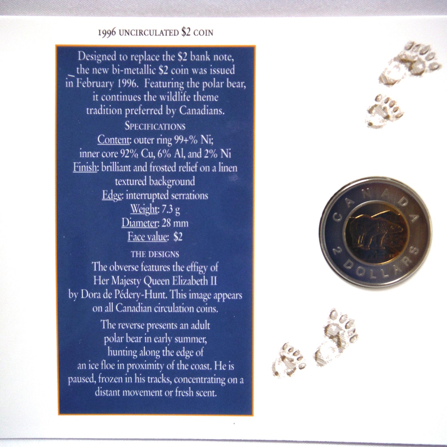 1996 CANADA'S NEW $2 Uncirculated Coin and Bank Note Collector Set