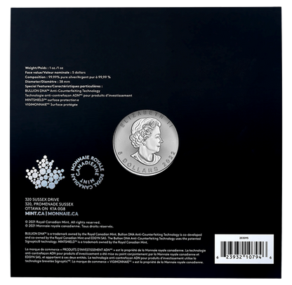 2022 Royal Canadian Mint $5 Pure Silver Coin 1 oz. 99.99% - TREASURED SILVER MAPLE LEAF COIN: Congratulations! Felicitations!